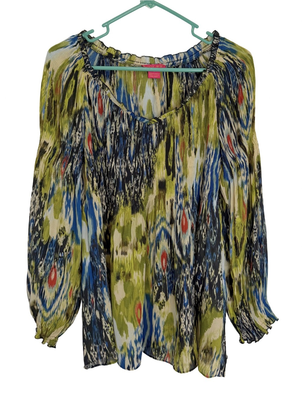 3/$20 Sunny Leigh Multicolor Ikat Long Sleeve Blouse